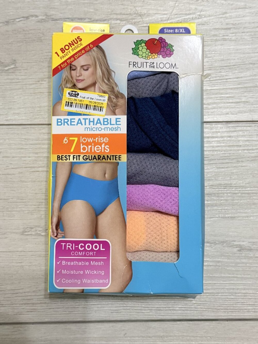 Fruit Of The Loom Women's Panties 7Pk Low Rise Briefs Breathable Micro Mesh 8/XL